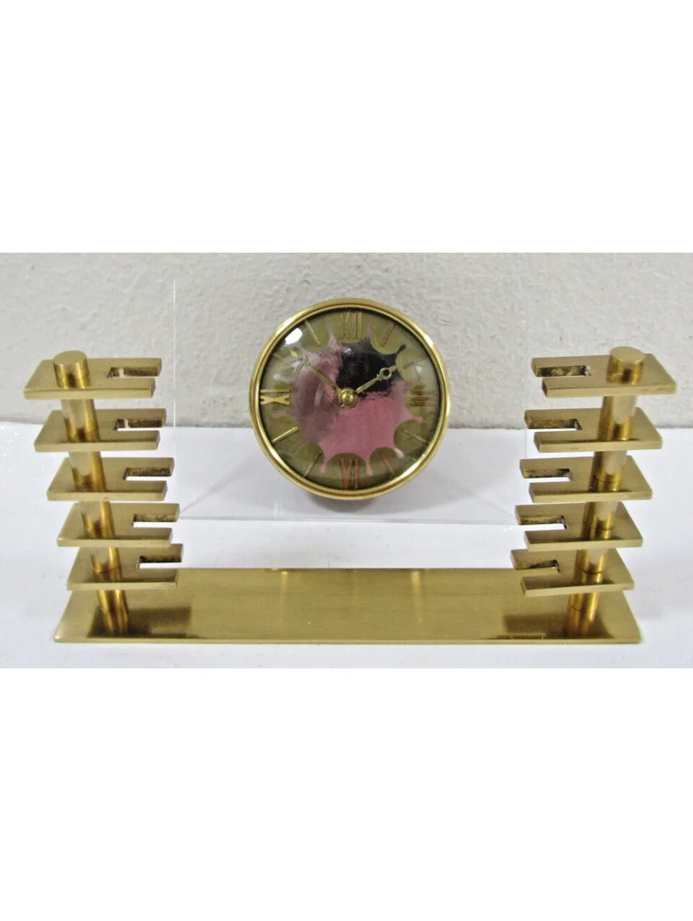 Art Deco 1930s Smiths Bronze and Lucite Desk Clock